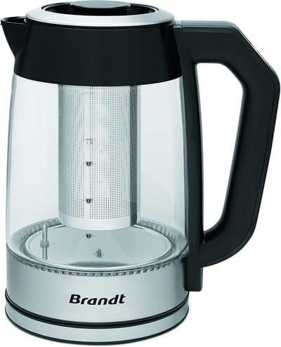 Brandt TH1700EV theepot, programmeerbaar, 1,7 l, 2200 W, temperatuurregelaar, warmhoudfunctie, glas