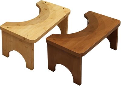 Houten Toiletkruk - Potje Opstapje - Badkamer Ondersteuning - Antislip Ontwerp - 37x20x17cm - Houtkleur