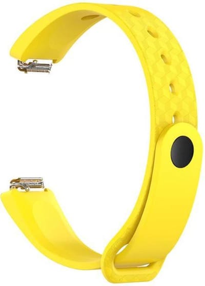 KELERINO. Siliconen bandje geschikt voor Fitbit Inspire (HR) - 3D Design - Geel - Large