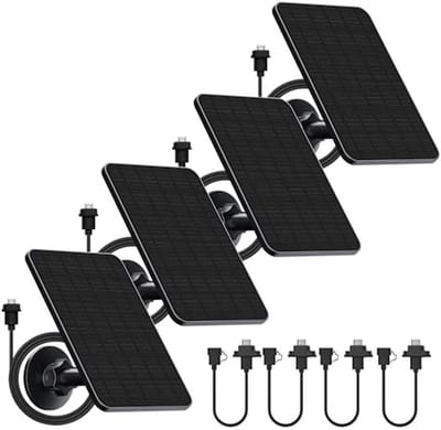 Zonnepaneel Set - Energiepaneel Buiten - Camera Opladen - IP65 Weerbestendig - 4x 4W - Zwart