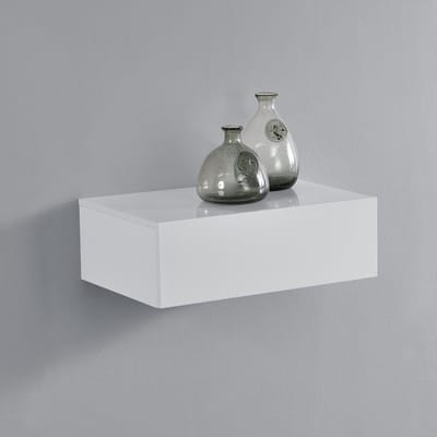 Wandplank met lade zwevend 46x30x15 cm wit glanzend