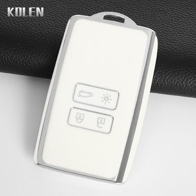 TPU Autosleutelhoes Cover Shell Voor Renault Koleos Captur Megane Clio Scenic Talisman Arkana Voor Dacia Sandero Kaart Sleutelhanger Accessoires white
