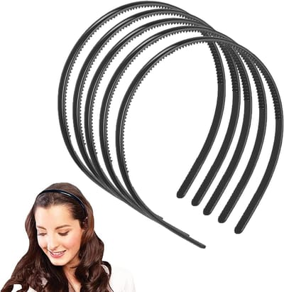 Set van 5 Plastic Haarbanden met Tanden - Unisex Haaraccessoires voor Dames en Heren - Zwarte Hoofdband voor Haarstyling en Verzorging
