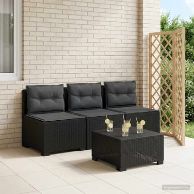 vidaXL - 3-Zits - Tu - bank - met - Kussens - Rattan - Look - 3-zits - PP - Antraciet