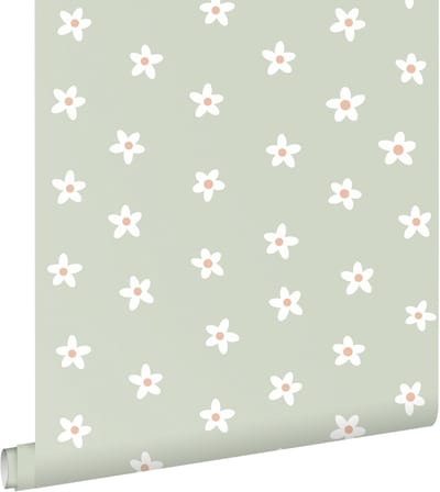 ESTAhome behang madeliefjes groen - 53 cm x 10.05 m - 131115