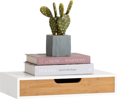 SoBuy FRG92-WN Badkamermuurkast - Wood Composite Wandplank met Lade