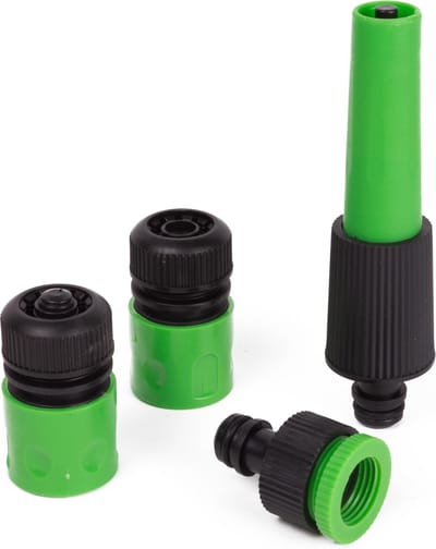 Benson Waterkoppelset - Inclusief koppelingen en spuitpistool - 4-delig - Groen/Grijs