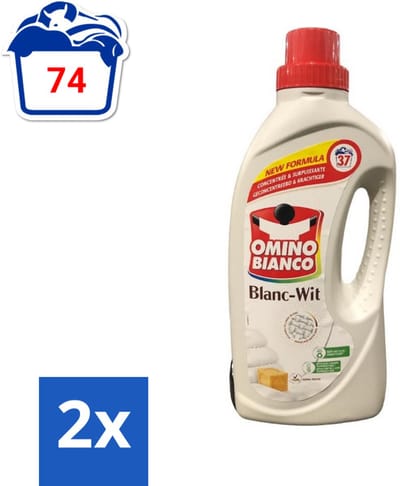 Omino Bianco - Wasmiddel - Geconcentreerd & Krachtig - Witte Was - 37 Wasbeurten - Voordeelverpakking - 2 stuks