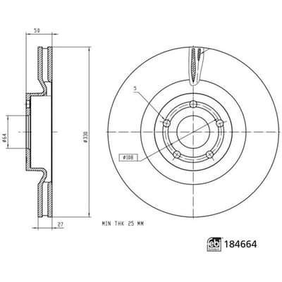 Remschijf FEBI BILSTEIN 184664, 1 stuk