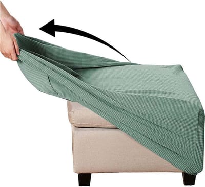 Ottoman Hoes - Voetenbank Overtrek - Meubels Beschermen - Hoge Stretch - 35x35cm - Blauw