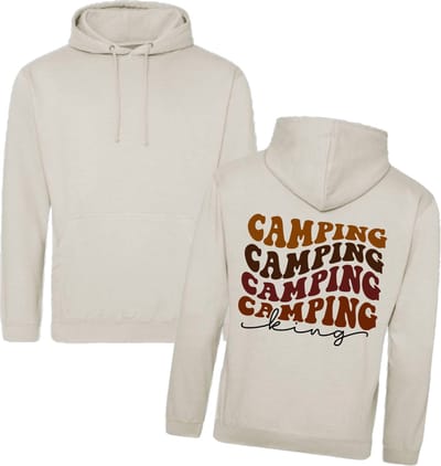 Camping hoodie - Hoodie Beige - Camping King - Heren - Maat XS