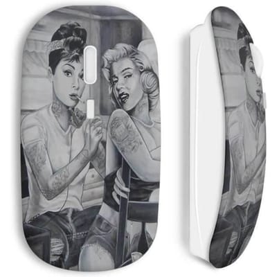 Souris sans fil - Marilyn Monroe - Audrey Hepburn - USB WiFi - Compatible Mac et PC - Blanc