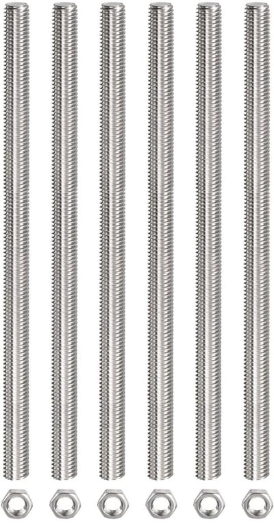 Dailygoods- Schroefdraadstang compleet - Roestvrij Staal - M8 x 300 mm - 6 Zeskantmoeren - Corrosiebestendig - Voor Montagebeveiliging - Draadstang