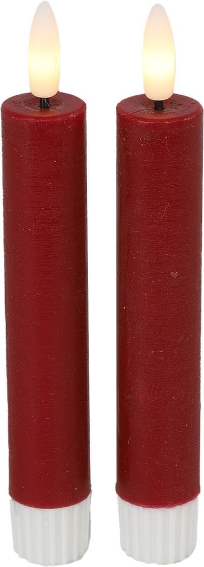 Countryfield Led dinerkaarsen - 2x st- rood -H15cm - met afstandsbediening - kaarsen
