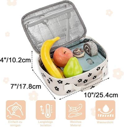 Kinderen Lunchtas 5L Geïsoleerde Rugzak met Rits - Thermische Koeltas voor School, Wandelen en Werk - Corduroy Bloem Beige
