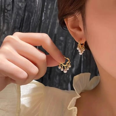 Boucles d'oreilles créoles imitation perle nuage pour femmes Fête Classique Ins Bijoux Mode Accessoires Minimalistes Cadeaux d'Anniversaire brown