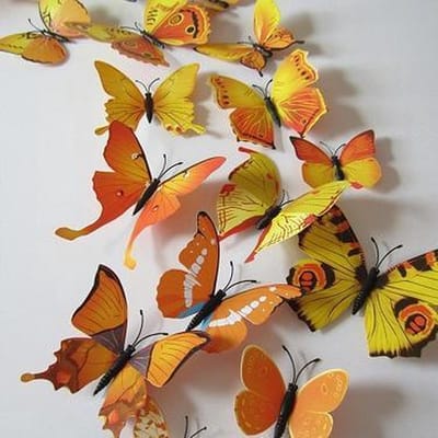 3D Vlinders Muursticker / Muurdecoratie Voor Kinderkamer / Babykamer / Slaapkamer - Vlinder Sticker Geel