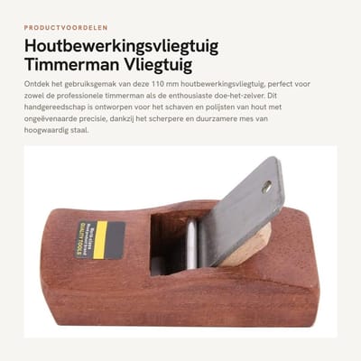 Dailygoods- Houtbewerkingsvliegtuig 110MM - Timmerman Schaaf - Handgereedschap - Houtschaafmachine - Hoogwaardig Staal - Geschikt voor Snijden en Polijsten - Houtschaaf