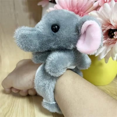Jungle Dieren Knuffeldier Polsband Klap Cirkel Panda Tijger Cartoon Klap Armband Konijn Konijntje Pluche Speelgoed Kinderen Cadeaus gray