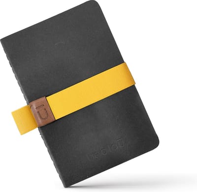 Beblau POCKET Notebook | Set van 3 notitieboekjes met elastische band en pennenhouder | Draagbaar | School, Thuis, College | Accessoires voor Thuiskantoor | Geweldig cadeau | Kleur: Zwart/Geelrijs