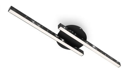 BRILONER Rey – LED Plafonniére – plafondlamp – zwart – warm wit licht – met glinsterend sterreneffect door laserperforatie – 60x14x5,2 cm