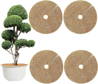 Set van 4 kokosmatten van 60 cm voor plantenbescherming, winterbescherming en vochtregulatie, duurzaam en effectief tegen vorst en kou