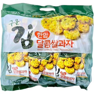 Rice Crisp Merk Geroosterde Nori Zoete Hapklare Rijstcrackers Knapperige Zeewiersnack 250g