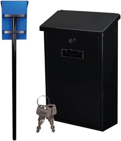 Brievenbus met standaard - Postbak met paal - Post ontvangen - Afsluitbaar met 2 sleutels - 40x27cm - Zwart