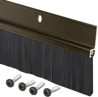 Randall Manufacturing Co., Inc Deurveger – aluminium en borstel, borstel veegt voor openingen tot 3,8 cm | bruine rand met zwarte borstel | 1,2 m | vul gaten op en houdt ongewenste
