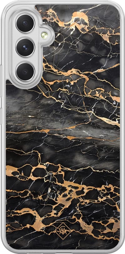 Casimoda® hoesje - Geschikt voor Samsung Galaxy A54 - Marmer Grijs Brons - 2-in-1 case - Schokbestendig - Marble design - Verhoogde randen - Grijs, Transparant