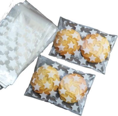Scoby - 100x Uitdeelzakjes 10x8cm - Traktatiezakjes - Snoepzakjes - Witte Sterren