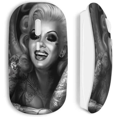 Souris sans Fil - MANIACASE - Marilyn - Gris - Clé USB incluse - Compatible Mac et PC
