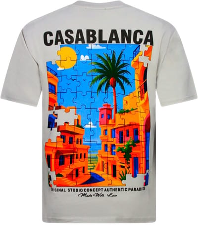 Casablanca Heren T shirt Oversized - T shirt Heren met Print Puzzel -1987- Grijs
