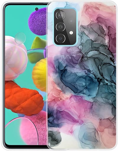 Coverup Hoesje - Geschikt voor Samsung Galaxy A32 5G Hoesje - Coverup Marmer TPU Back Cover - Blauw / Roze
