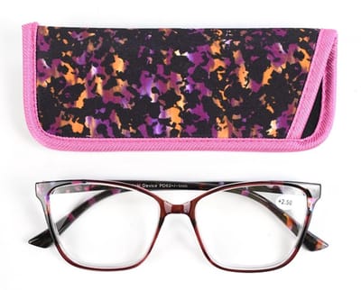 Lilly&June Trendy Lichtgewicht Leesbril Rood Bruin Fuchsia Lila gemelleerd Sterkte +1