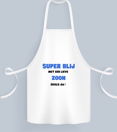 Akyol - super blij met een lieve zoon zoals jij Keukenschort - Zoon - de liefste zoon - verjaardag - cadeautje voor zoon - zoon artikelen - kado - geschenk - 82 bij 71 cm