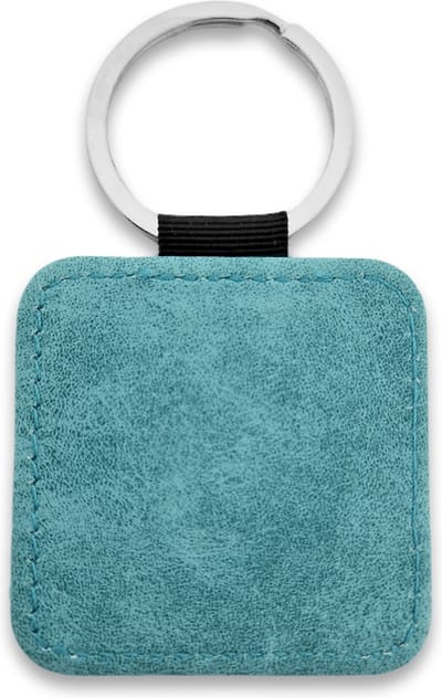 CombiCraft Blanco leren sleutelhanger vierkant 50x50mm turquoise - 5 stuks