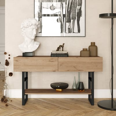 Console tafel sidetable Lappeenranta 139x43x76cm eiken en zwart