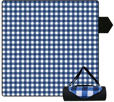 Fuegobird- Picknickdeken-200 x 200 cm-Stranddeken- Opvouwbare campingdeken- Waterdicht- Zanddichte picknickmat- Draagbare tuin-strandmat- Machinewasbaar- voor kamperen- Tuin- Park- Strand-geschikt voor kinderen's kruipdeken (blauw)