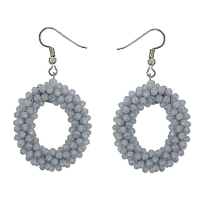 Behave Oorbellen dames grijs – lange oorbellen facet geslepen - grote rond ovalen oorhangers