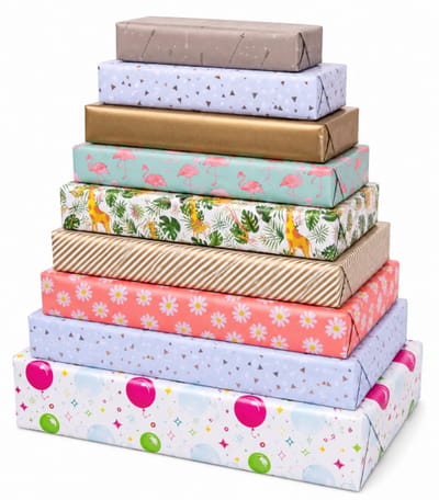 cadeaupapier op rol 8 rolletjes verjaardag kinderen feest – Inpakpapier- Breedte 70 cm - 2m lang