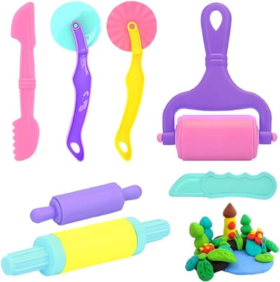 7-delige klei-accessoireset voor kinderen - kneedgereedschap voor deeg en plasticine