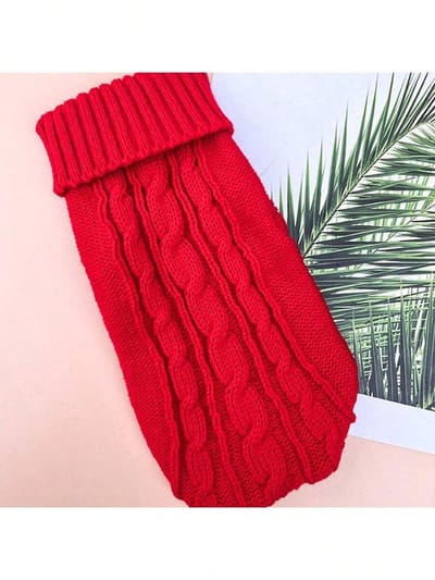 OLOEY Hondentruien voor kleine honden- teefjes en reutjes- puppytrui- warme wintertrui voor honden- coltrui- gebreide trui voor Chihuahua's- herfst-winter- koud weer- rood L