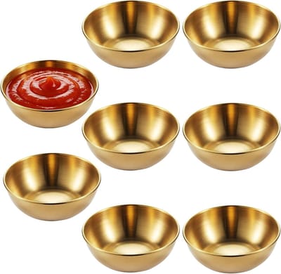 Solidchoice - Set van 8 Roestvrijstalen Snackkommen, Mini Goudkleurig