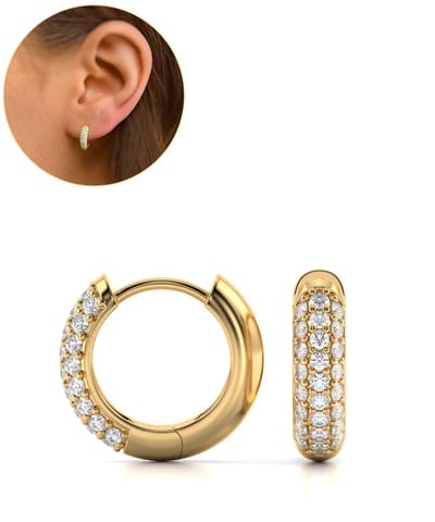 Semyco Oorbellen Dames – Oorringen 13 mm (klein) met steentjes – Goudkleurig - Waterproof – Luxe verpakt – Spica