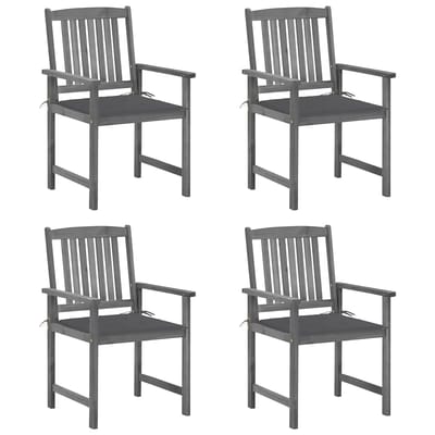 vidaXL - Tuinstoelen - 4 - st - met - kussens - massief - acaciahout - grijs