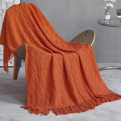 Gehaakte Plaid in Effen Kleur - Scandinavische Warmte voor Sofa en Bed - Zachte Dekbedovertrek 130 x 230 cm