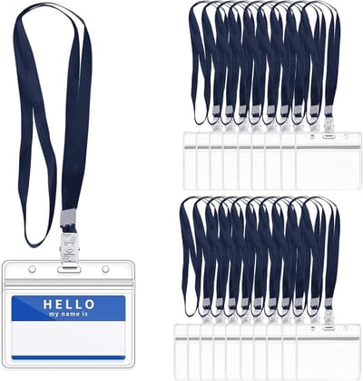 20x Transparante Horizontale Badgehouders met Lanyard voor Naamkaartjes en ID-kaarten