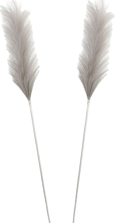 House of Seasons Pluimgras losse steel/tak - 2x - zilvergrijs - 104 cm - Decoratie kunst bloemen