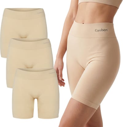 3-Pack Naadloze Bamboe Fietsbroekje Biker Shorts - Korte Leggings - Naadloos Anti-Schuurbroekje - Beige - Maat S/M - 3109-Beige